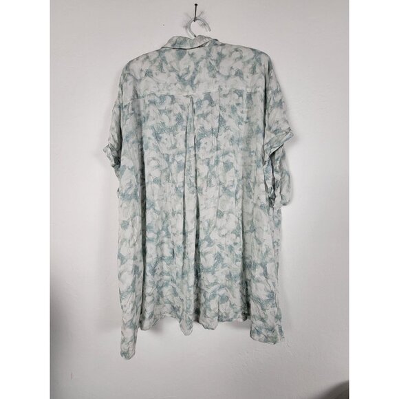 Cloth & Stone Womens Button-Up Long Sleeve Blouse 3X Blue Tie-Dye 100% Rayon - Picture 2 of 8